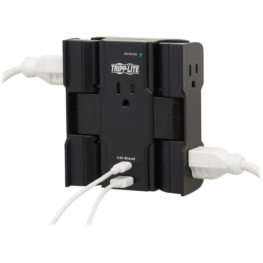 Tripp Lite Safe-It 5-Outlet Surge Protector - Usb-A/Usb-C Ports, 5-15P Direct Plug-In, 1050 Joules, Antimicrobial Protection, Black