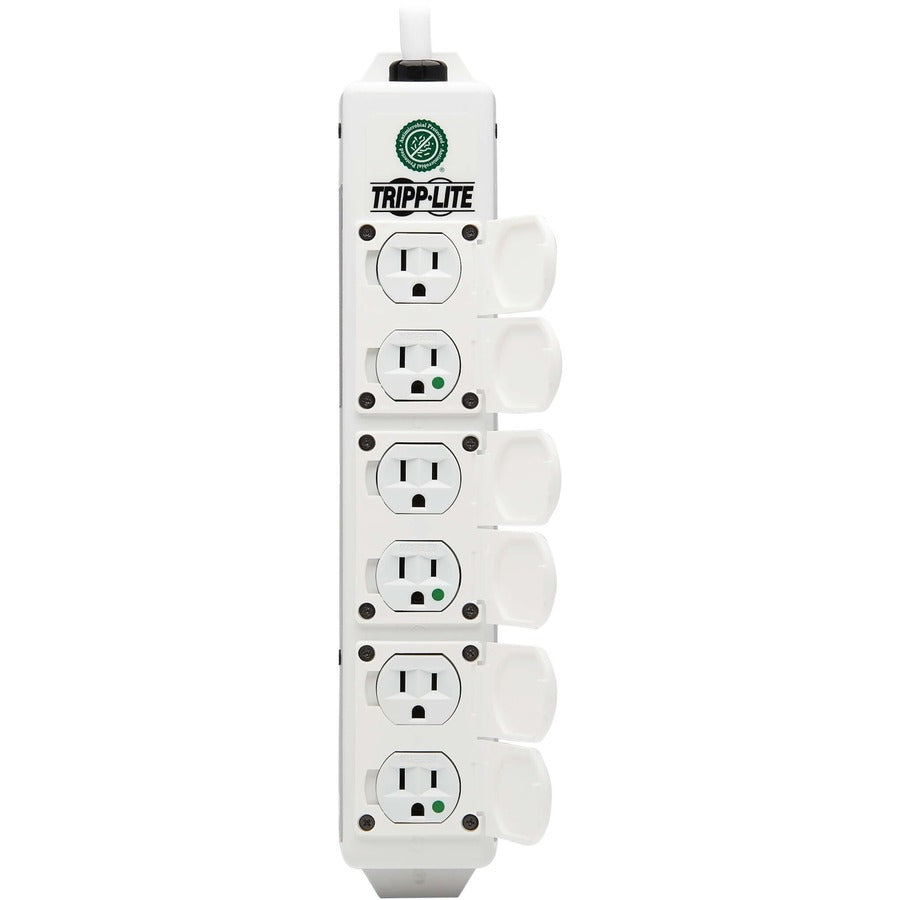 Tripp Lite Safe-It Ul 2930 Medical-Grade Power Strip For Patient Care Vicinity, 6 Hospital-Grade Outlets, Safety Covers, Antimicrobial, 15 Ft. Cord, Dual Ground