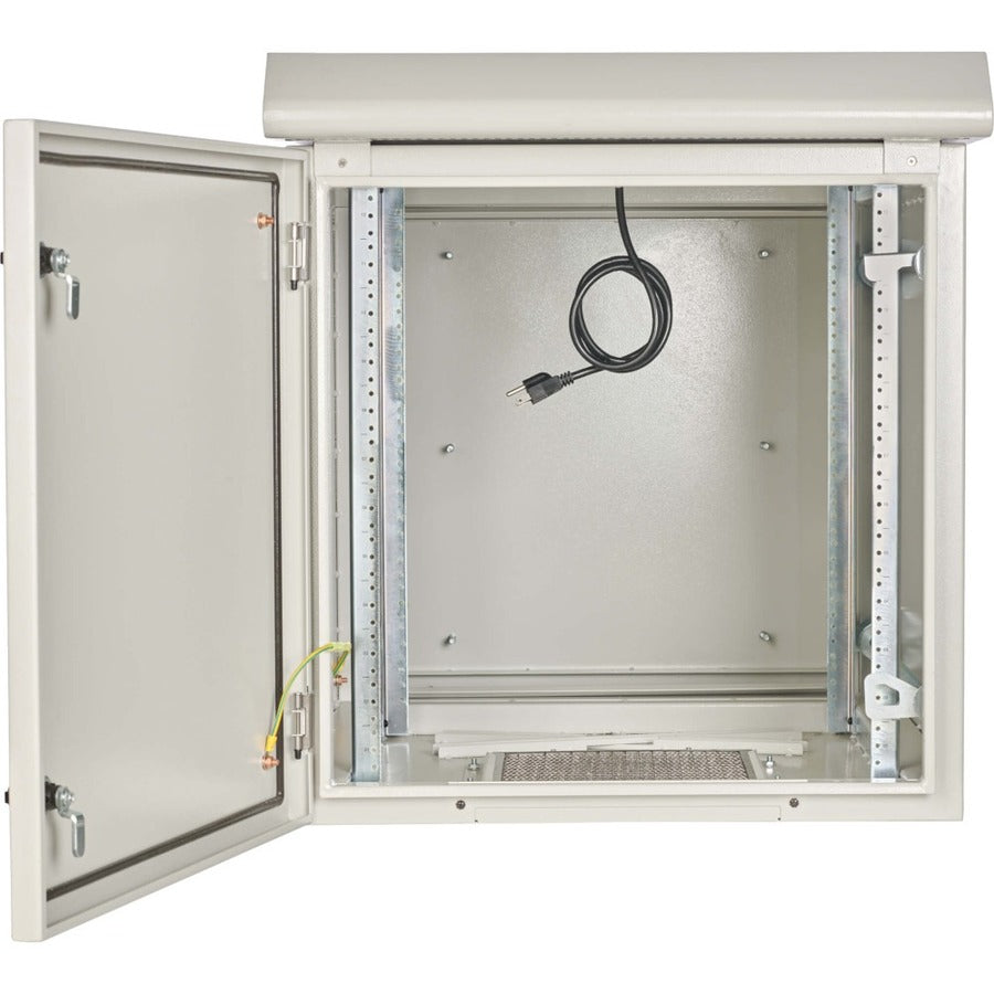 Tripp Lite SmartRack Industrial Enclosure with Lock - NEMA 3R, Wall Mount, Metal Construction, Hinged Back, Internal Fans, 28 in. Depth, 12U, Gray