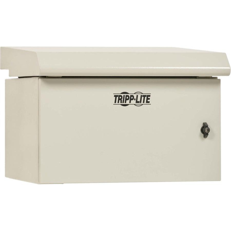 Tripp Lite SmartRack Industrial Enclosure with Lock - NEMA 3R, Wall Mount, Metal Construction, Hinged Back, Internal Fans, 28 in. Depth, 9U, Gray