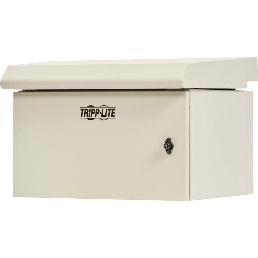 Tripp Lite SmartRack Industrial Enclosure with Lock - NEMA 3R, Wall Mount, Metal Construction, Hinged Back, Internal Fans, 28 in. Depth, 9U, Gray