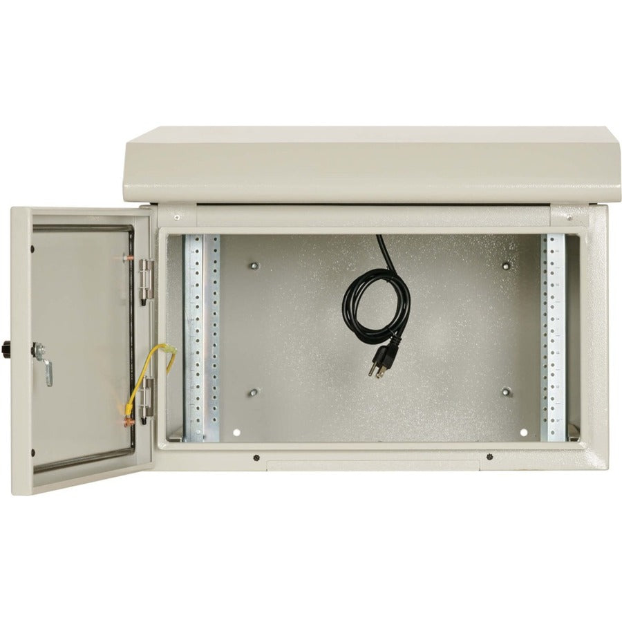 Tripp Lite SmartRack Industrial Enclosure with Lock - NEMA 3R, Wall Mount, Metal Construction, Hinged Back, Internal Fans, 28 in. Depth, 9U, Gray