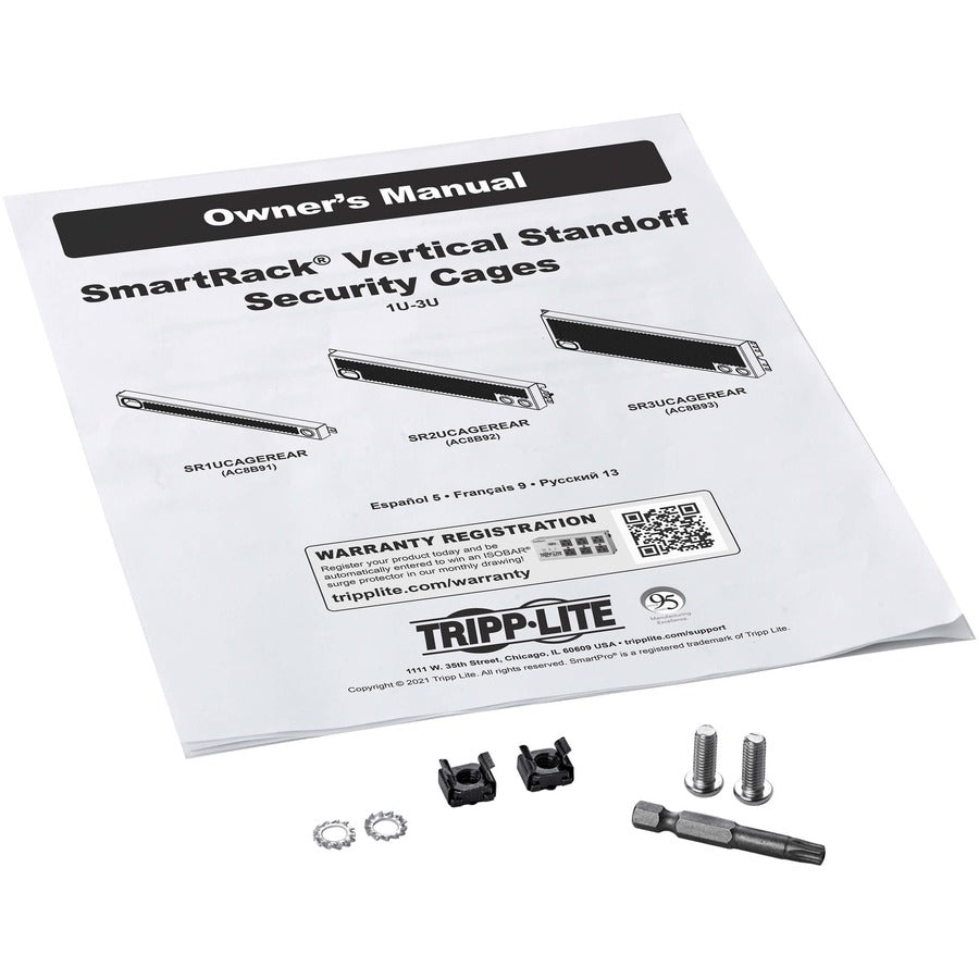 Tripp Lite Smartrack Fixed Standoff Security Cage For Rack Equipment, 1U, Rear