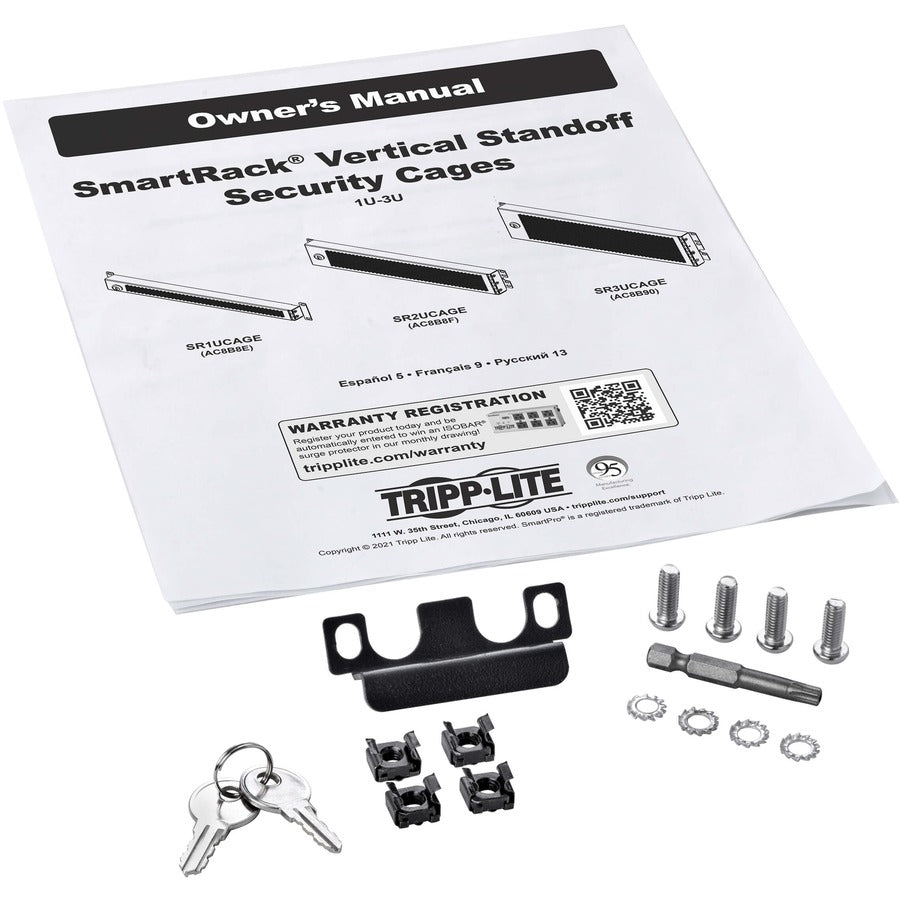 Tripp Lite Smartrack Hinged Standoff Security Cage For Rack Equipment, 1U, Front