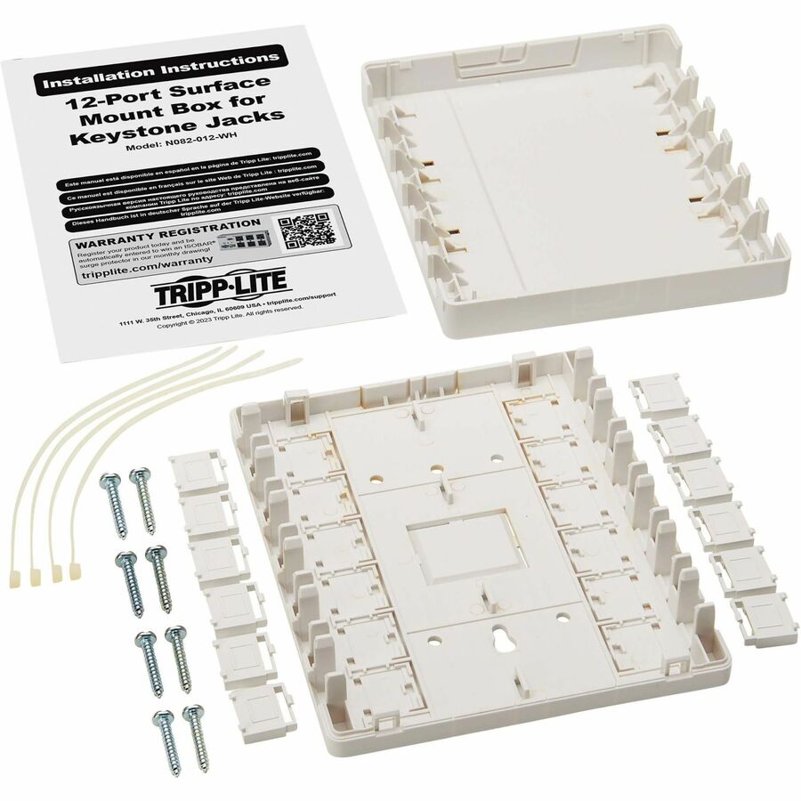 Tripp Lite Surface-Mount Box for Keystone Jacks - 12 Ports, White - 12 x Total Number of
