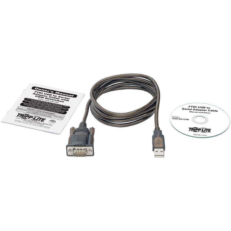 Tripp Lite U209-005-Com Rs232 To Usb Adapter Cable With Com Retention (Usb-A To Db9 M/M), Ftdi, 5 Ft. (1.52 M)