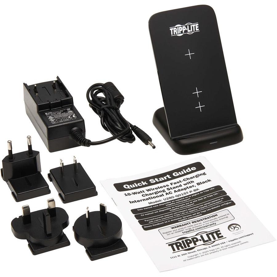 Tripp Lite U280-Q01St-P-Bk 10W Wireless Fast-Charging Stand With International Ac Adapter, Black