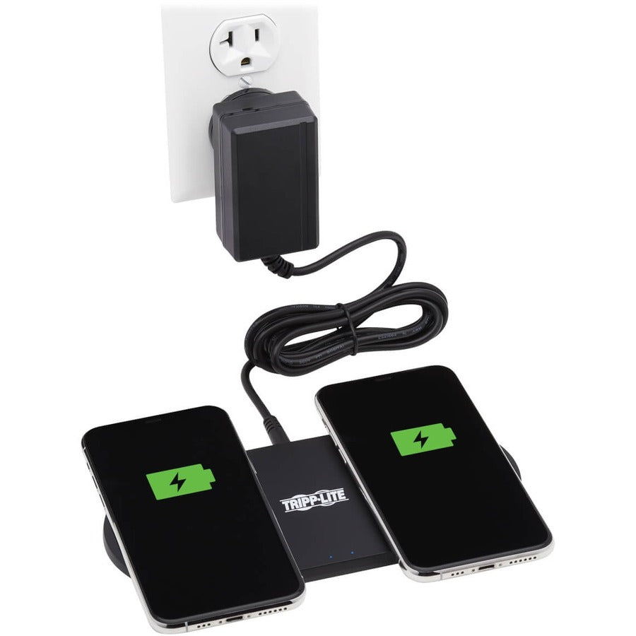 Tripp Lite U280-Q02Fl-Bk Dual Wireless Charging Pad, Qi-Certified, Black