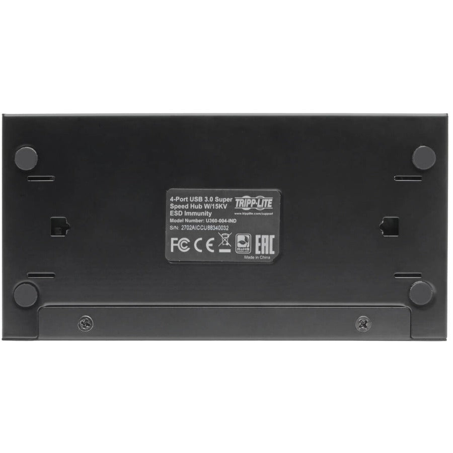 Tripp Lite U360-004-Ind 4-Port Industrial-Grade Usb 3.0 Superspeed Hub - 20 Kv Esd Immunity, Metal Housing, Mountable