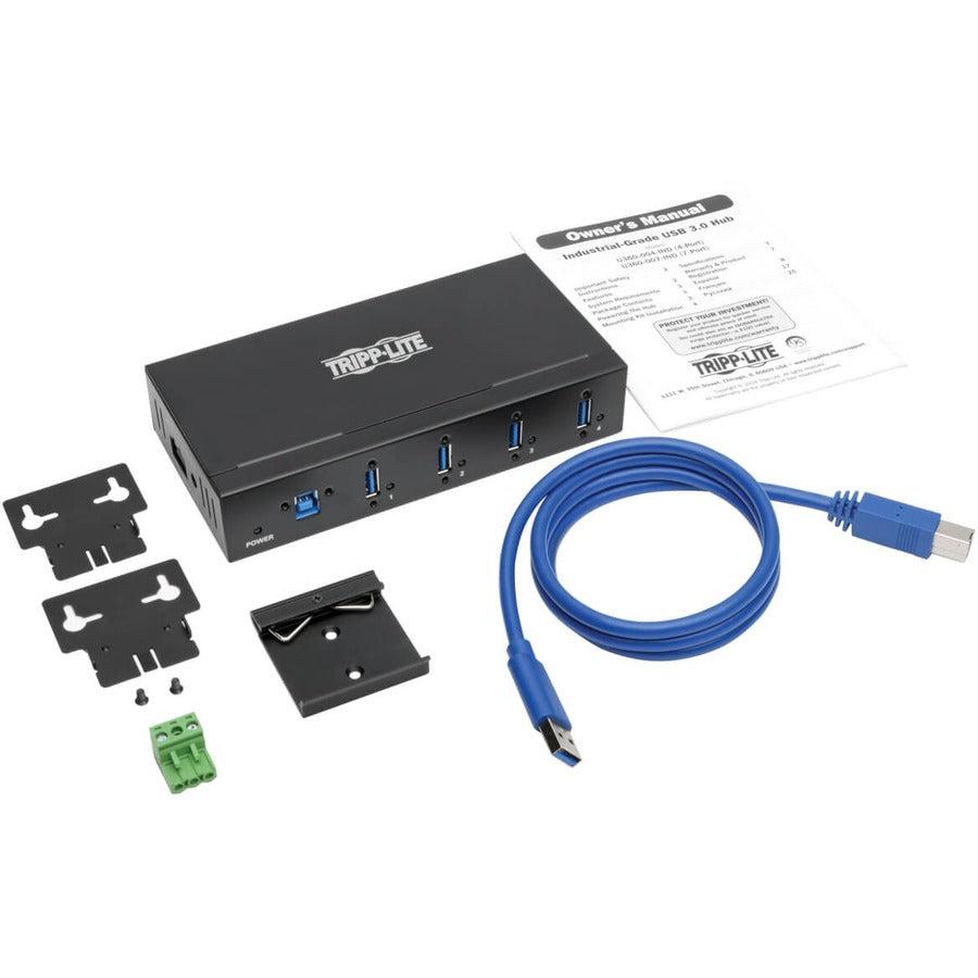 Tripp Lite U360-004-Ind 4-Port Industrial-Grade Usb 3.0 Superspeed Hub - 20 Kv Esd Immunity, Metal Housing, Mountable