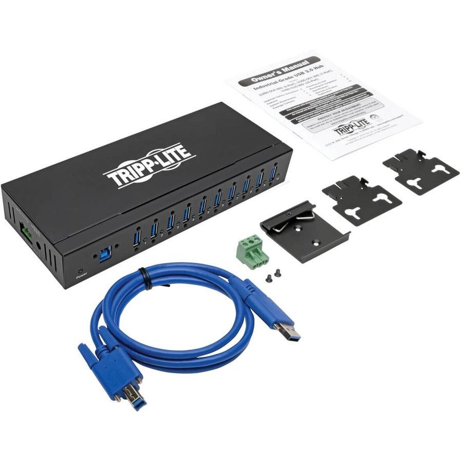 Tripp Lite U360-010-Ind 10-Port Industrial-Grade Usb 3.0 Superspeed Hub - 20 Kv Esd Immunity, Metal Housing, Mountable