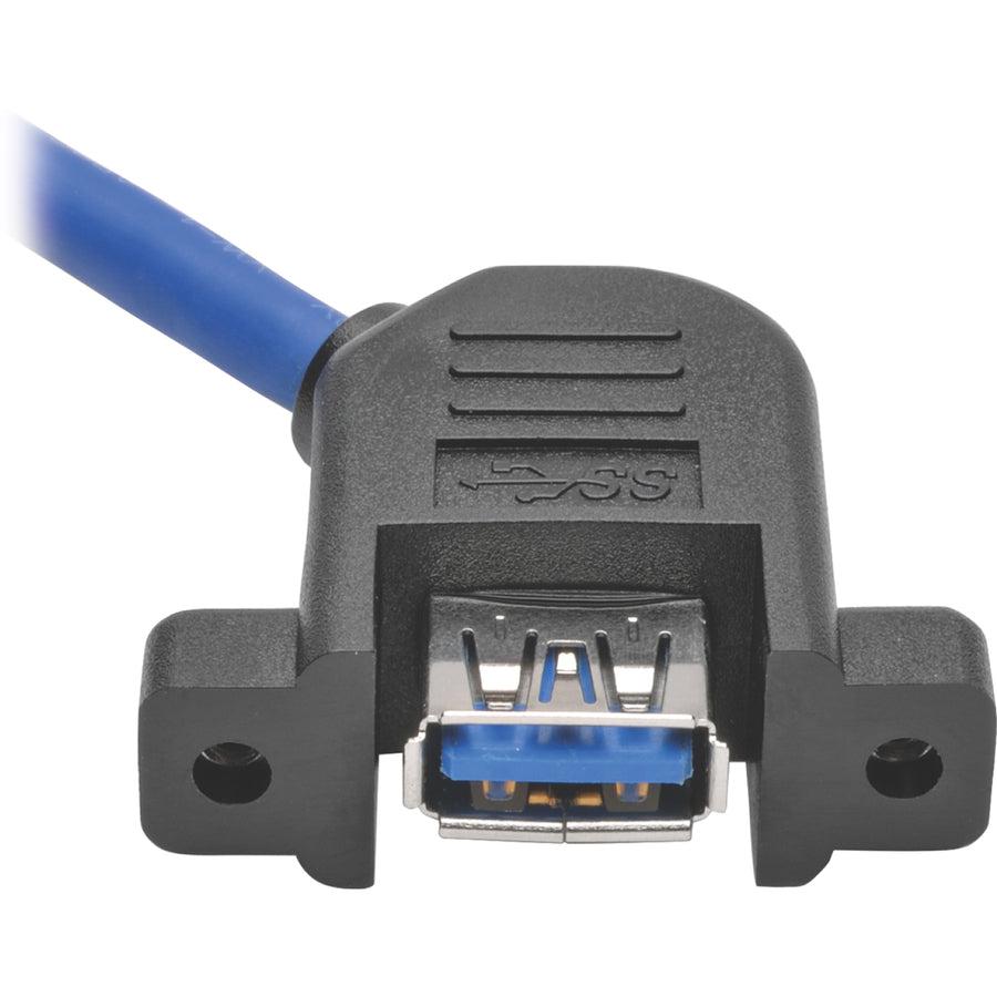 Tripp Lite Usb 3.0 Superspeed Panel-Mount Type-A Extension Cable (M/F), 0.31 M (1-Ft.)