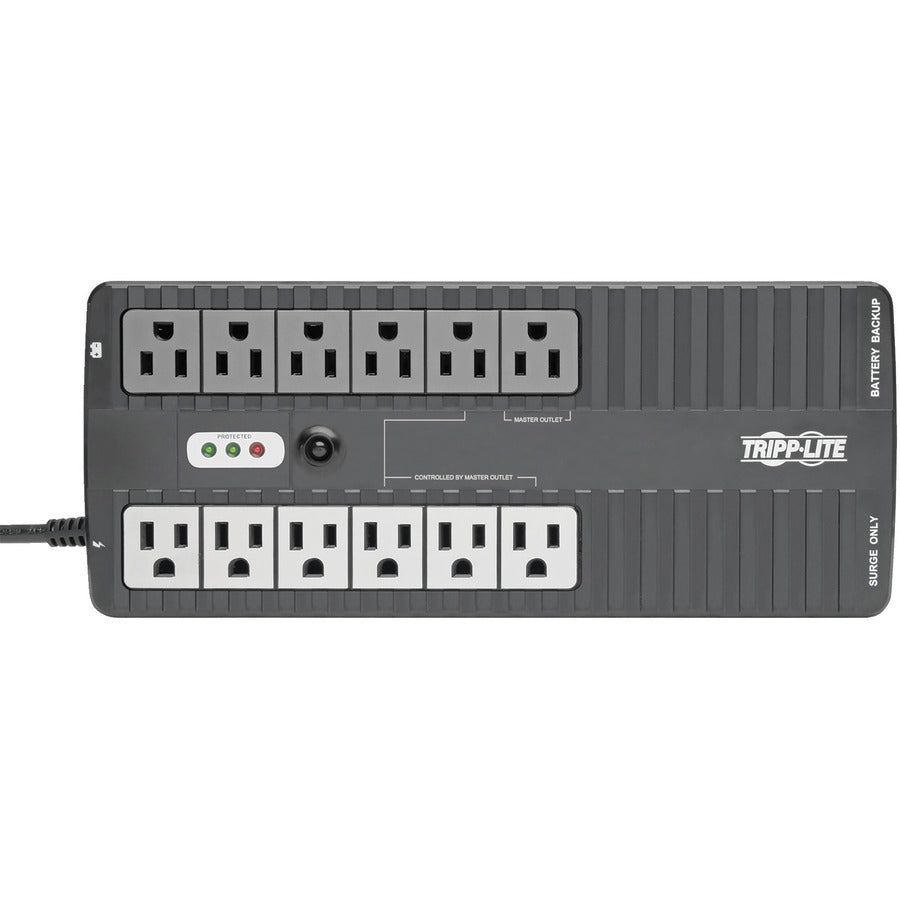 Tripp Lite by Eaton 750VA 450W Standby UPS - 12 NEMA 5-15R Outlets, 120V, 50/60 Hz, 5-15P Plug, ENERGY STAR, Desktop/Wall ECO750UPS