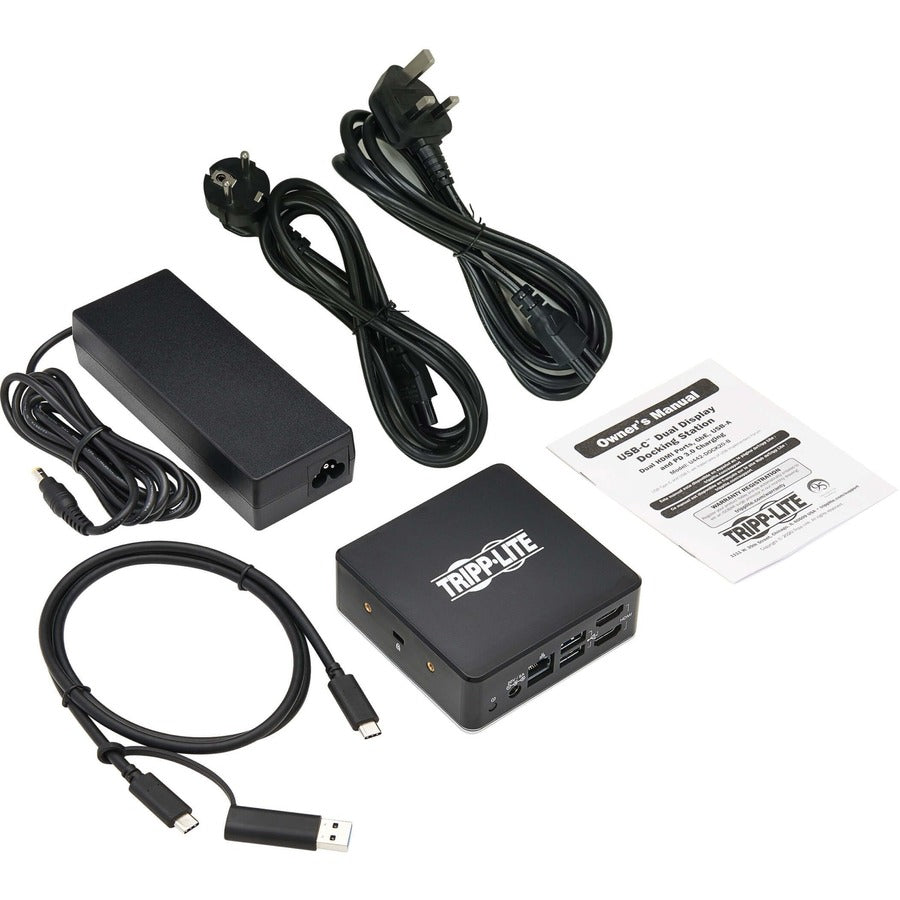 Tripp Lite by Eaton USB-C Dock, Dual Display - Dual HDMI, USB 3.x (5Gbps) Hub, GbE, 3.5 mm, 85W PD Charging, EU/UK Power Adapters U442-DOCK20BINT