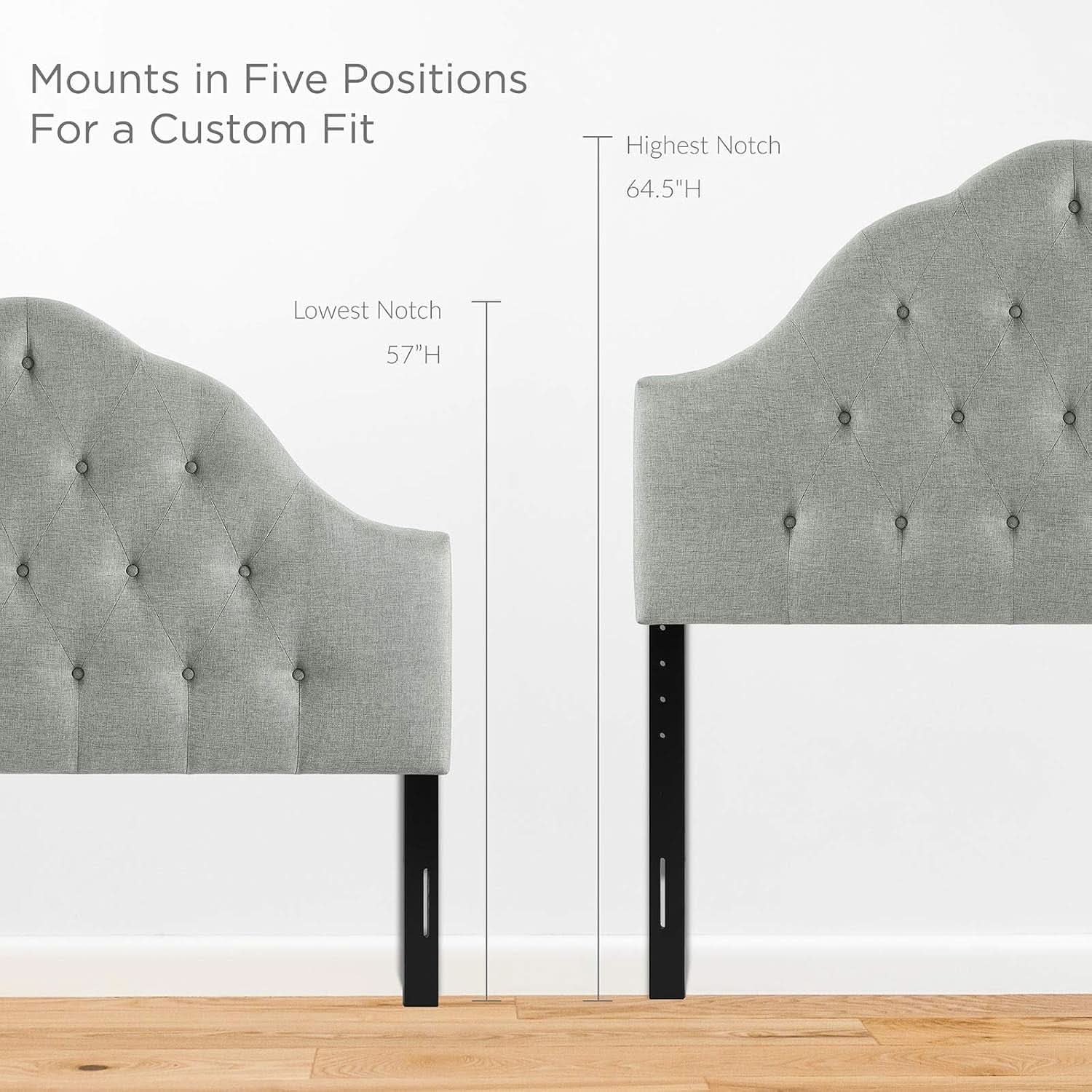 Tufted Linen Upholstered Queen Headboard with High Arch