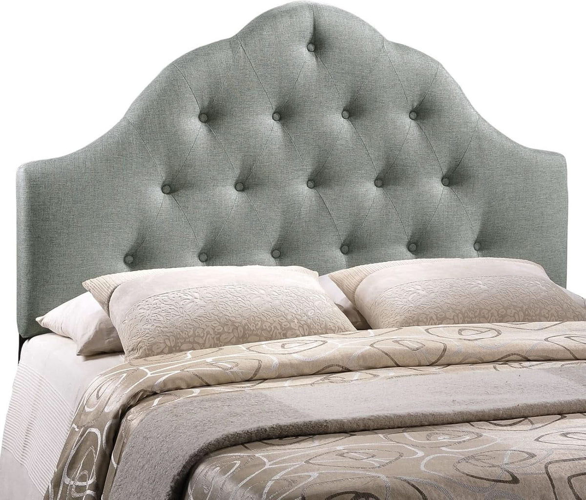 Tufted Linen Upholstered Queen Headboard with High Arch