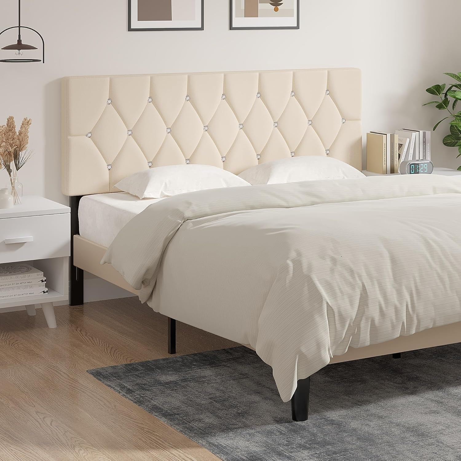 Tufted Upholstered Queen Headboard with Adjustable Height