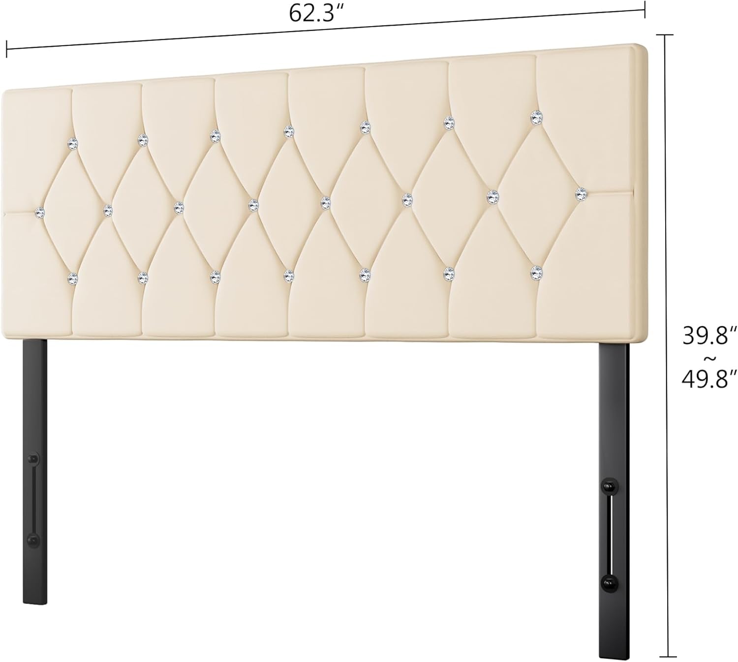 Tufted Upholstered Queen Headboard with Adjustable Height
