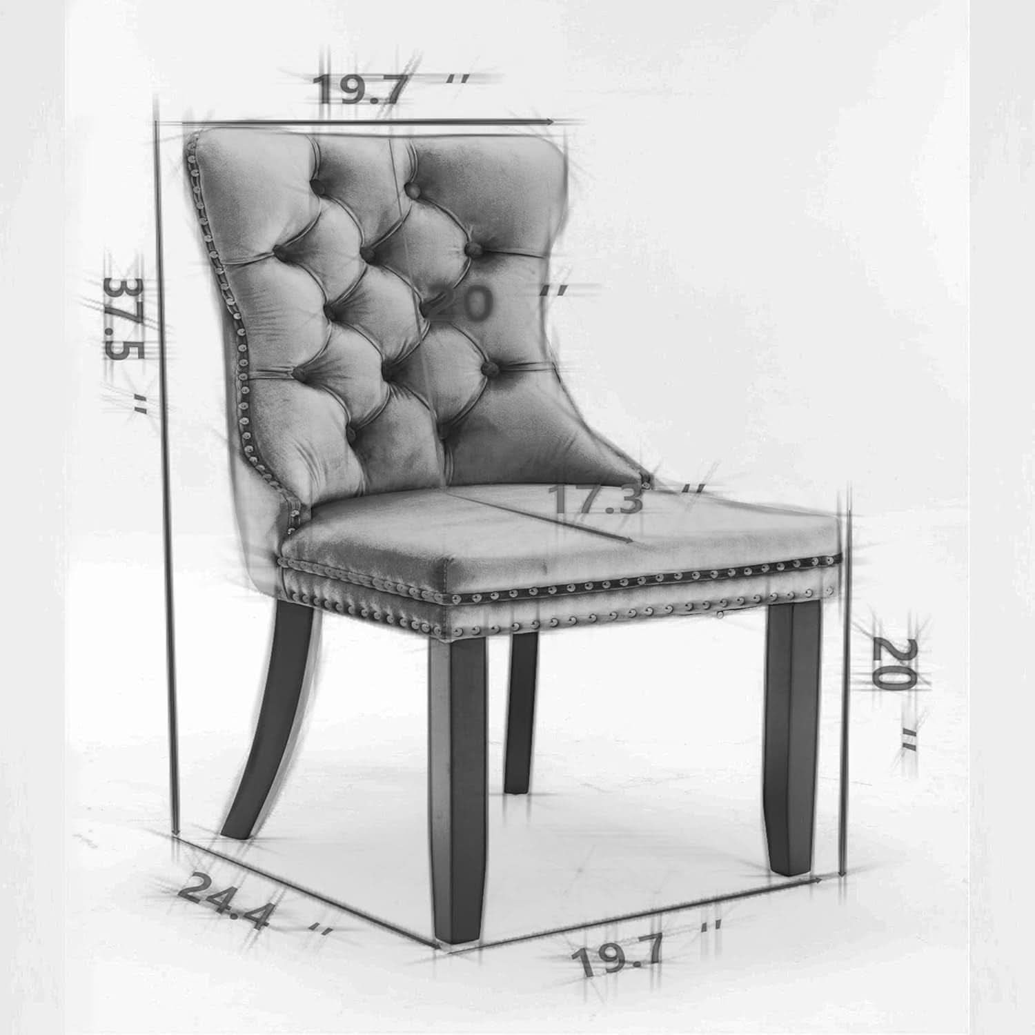 Tufted Velvet Dining Chairs Set of 4 Blue With Nailhead Back
