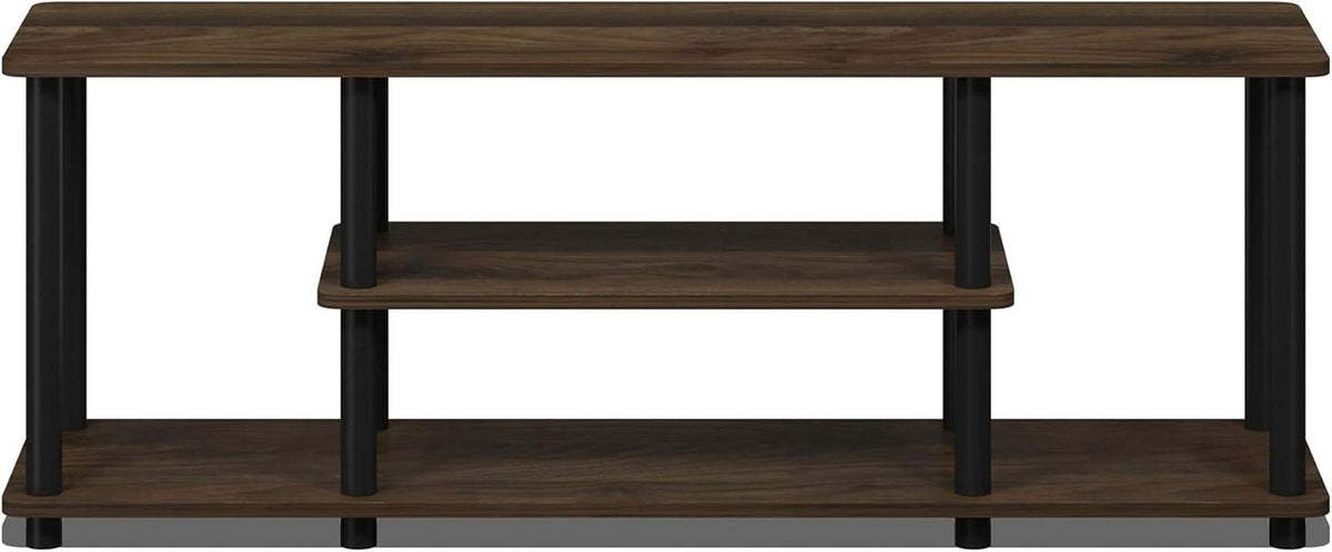 Turn-N-Tube 3-Tier TV Stand 50-Inch TVs No Tools Assembly Columbia Walnut Black