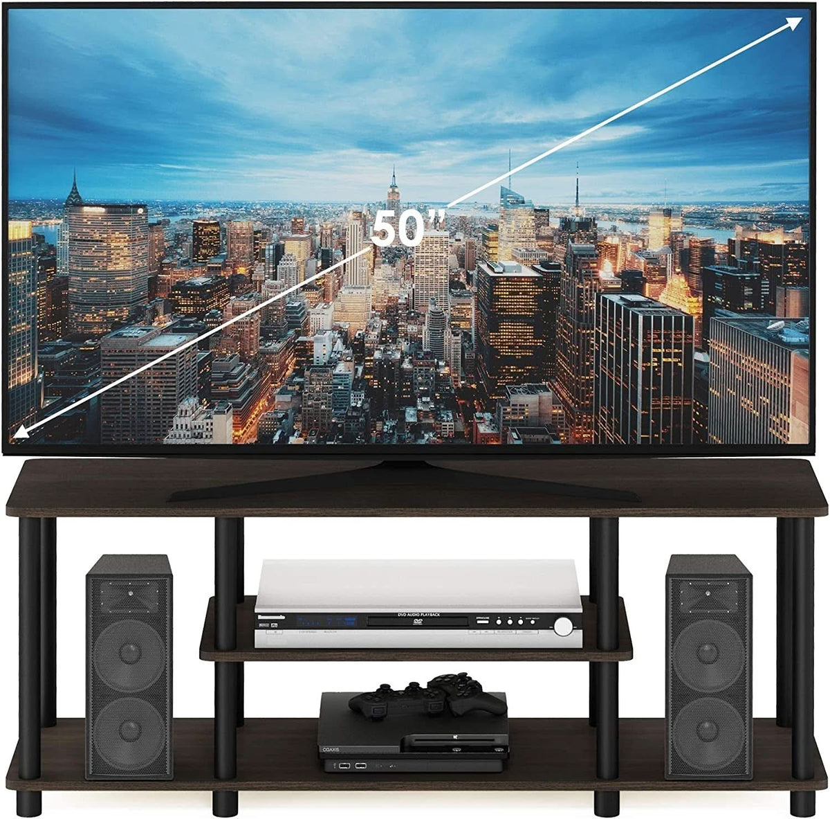 Turn-N-Tube 3-Tier TV Stand For 50-Inch TV No Tools Assembly