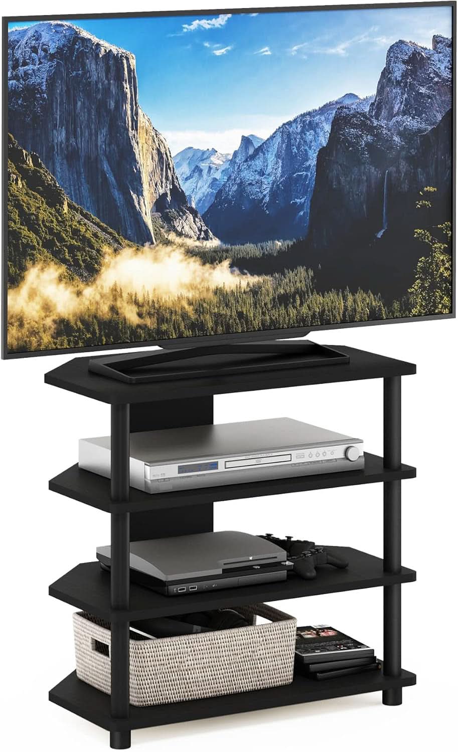 Turn-N-Tube 4-Tier Petite TV Stand Blackwood Easy Assembly