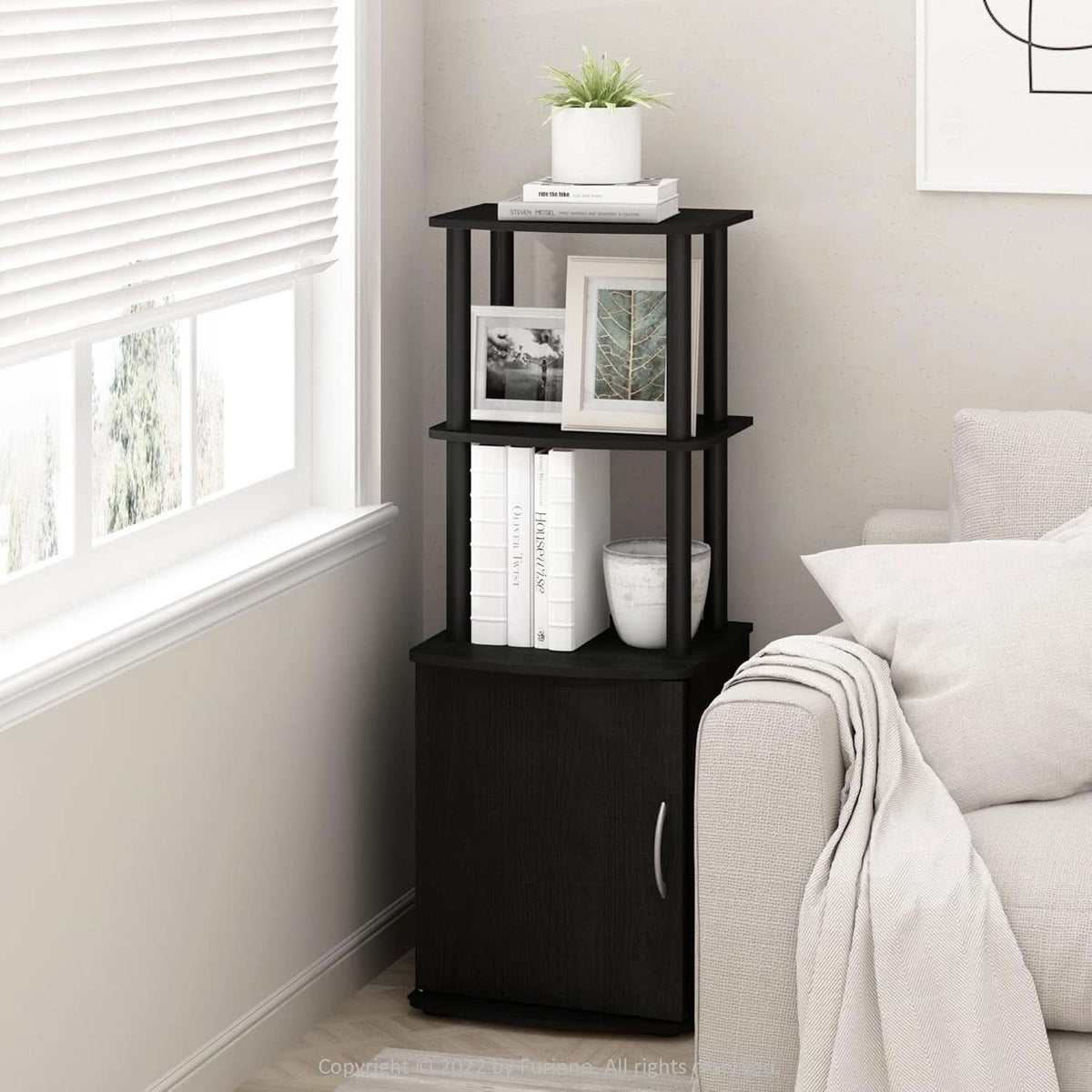Turn N Tube Tall TV Side Table Storage 2 Tier Blackwood