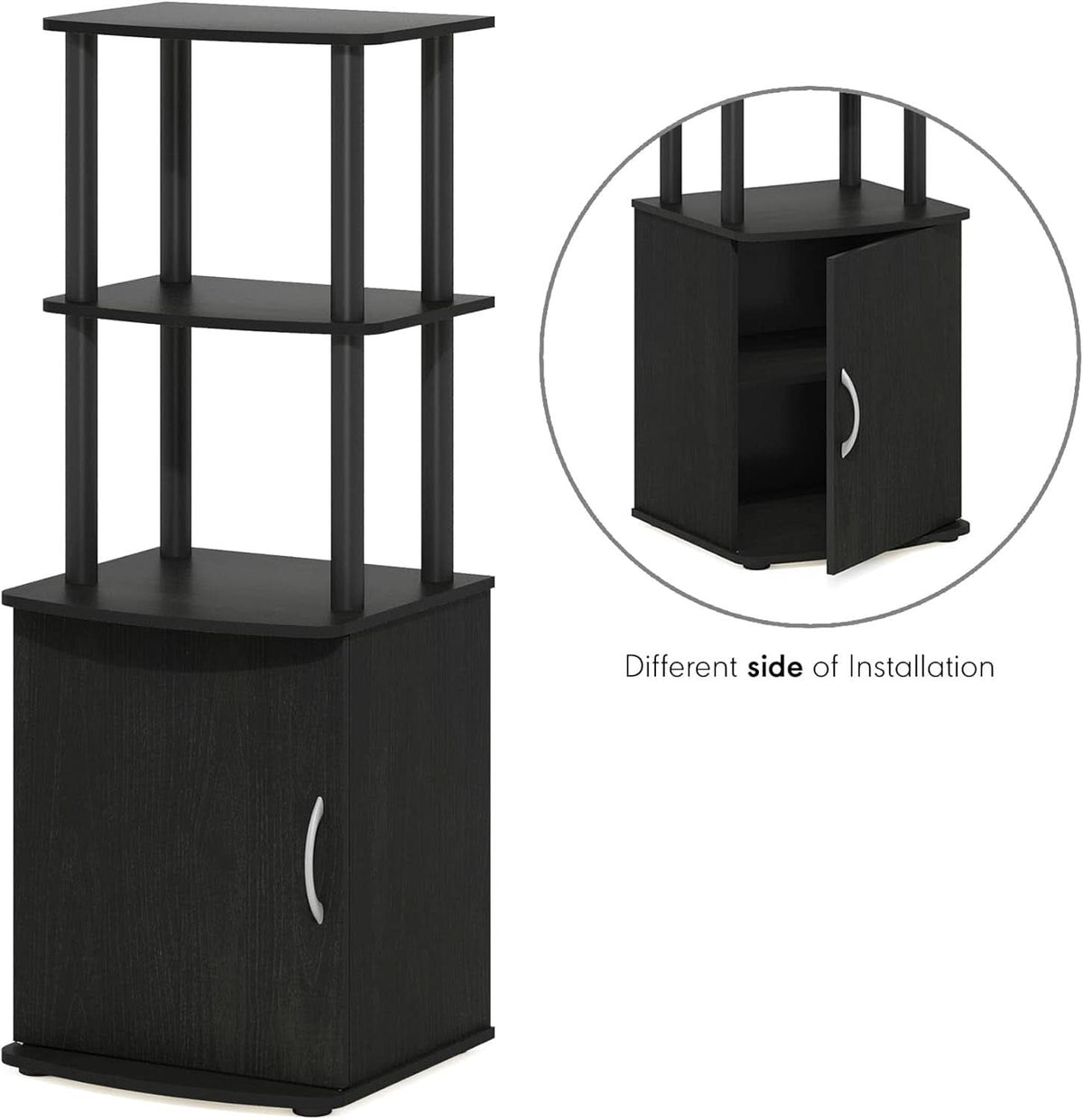 Turn N Tube Tall TV Side Table Storage 2 Tier Blackwood