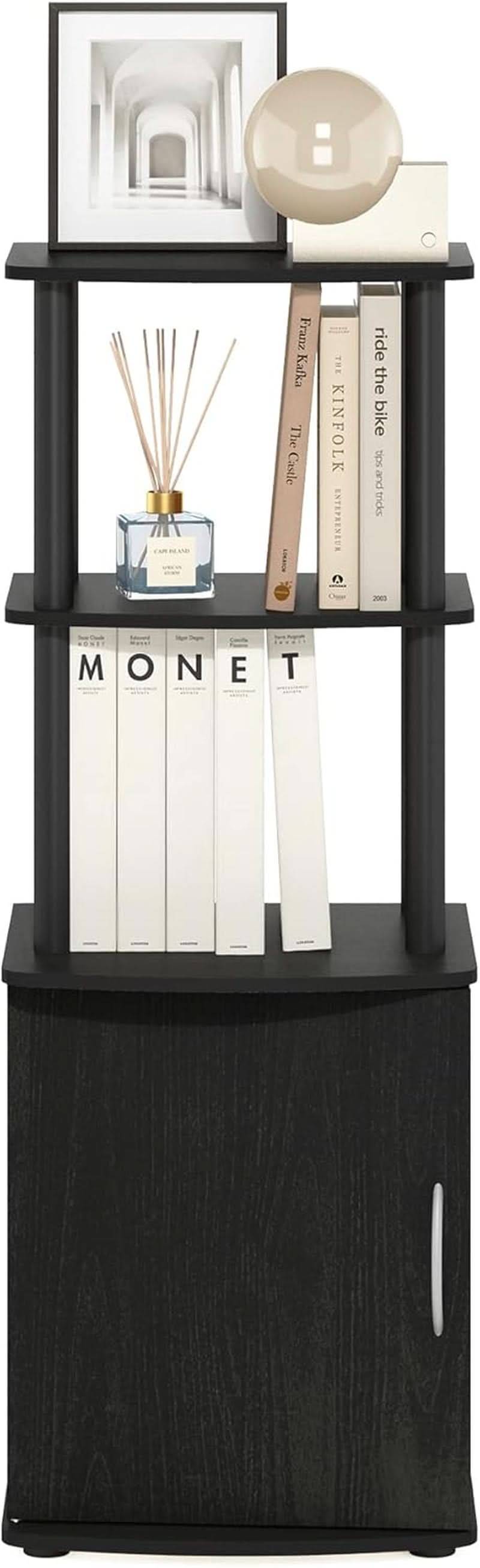 Turn N Tube Tall TV Side Table Storage 2 Tier Blackwood