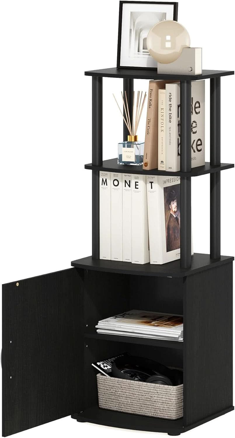 Turn N Tube Tall TV Side Table Storage 2 Tier Blackwood