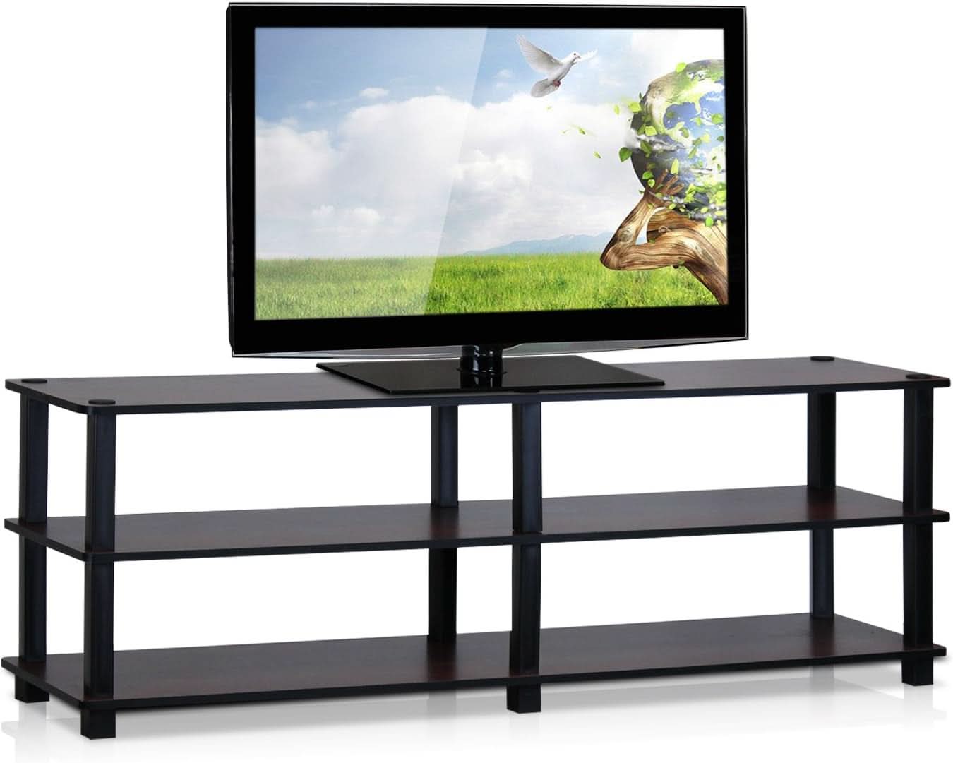 Turn-S-Tube No Tools 3-Tier TV Stand Dark Cherry And Black