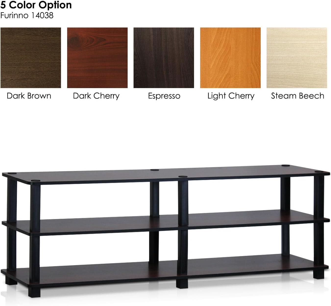 Turn-S-Tube No Tools 3-Tier TV Stand Dark Cherry And Black