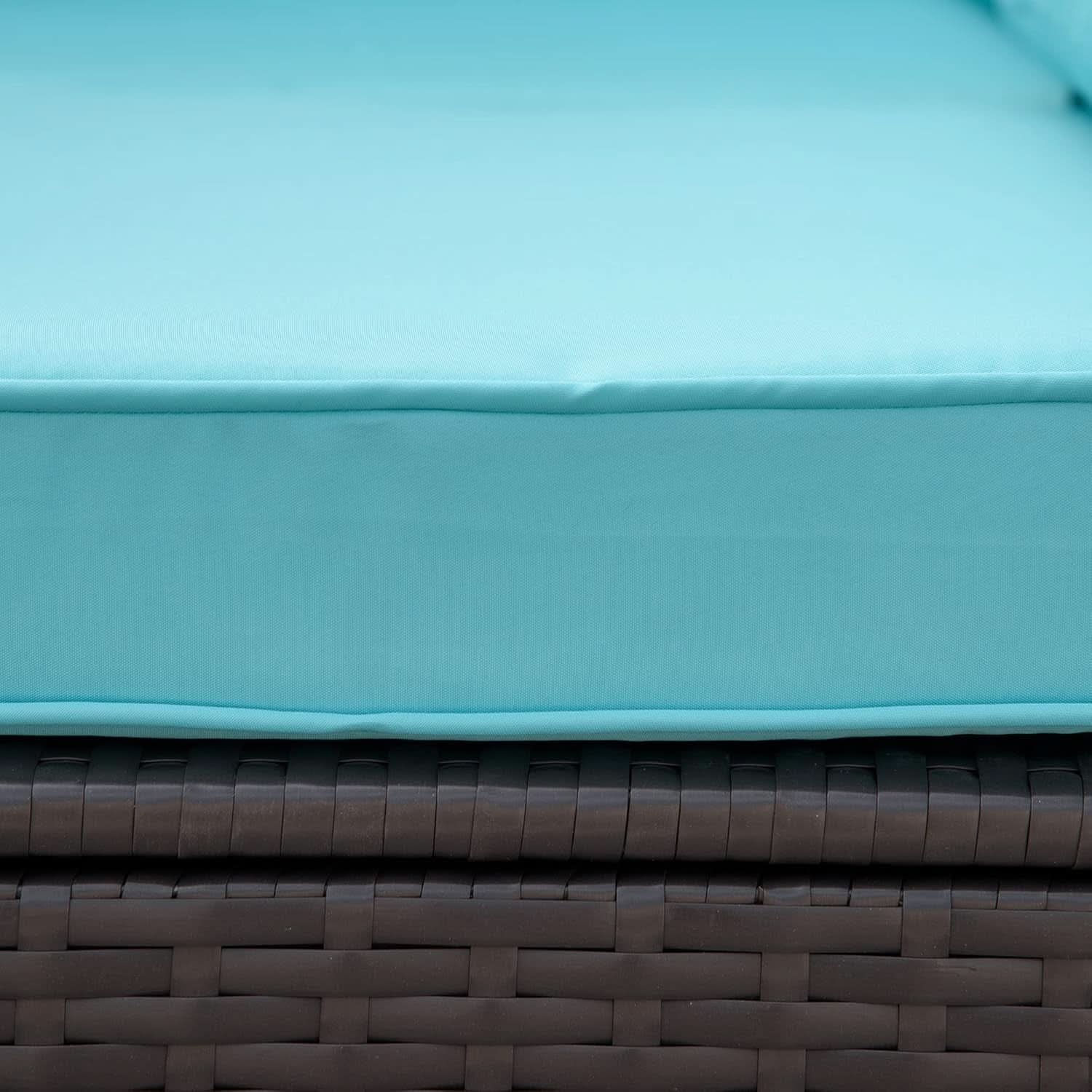 Turquoise Seven-Piece Outdoor Wicker Sectional Sofa Set
