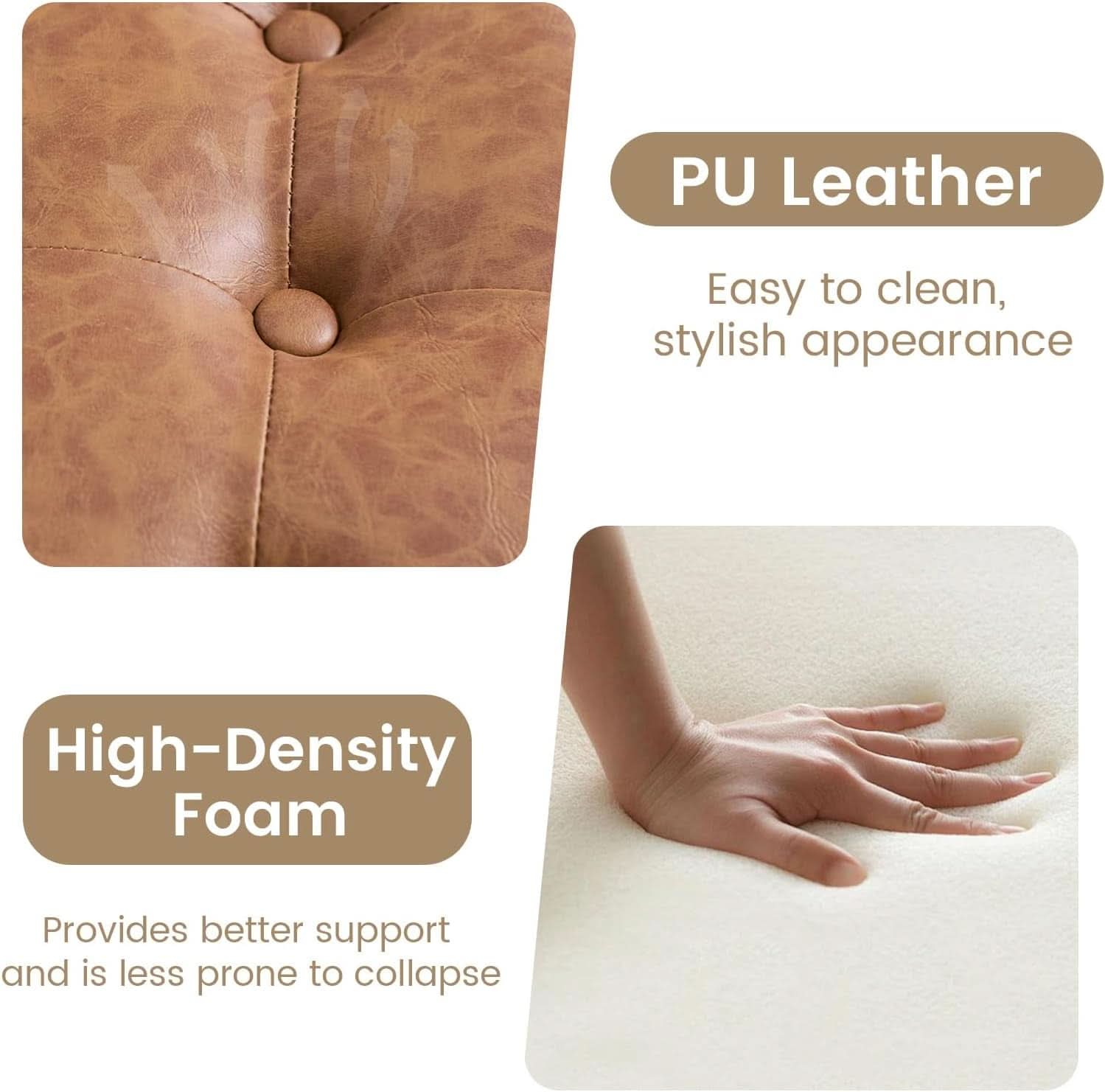 Twenty FourInch Round PU Leatherette Storage Ottoman