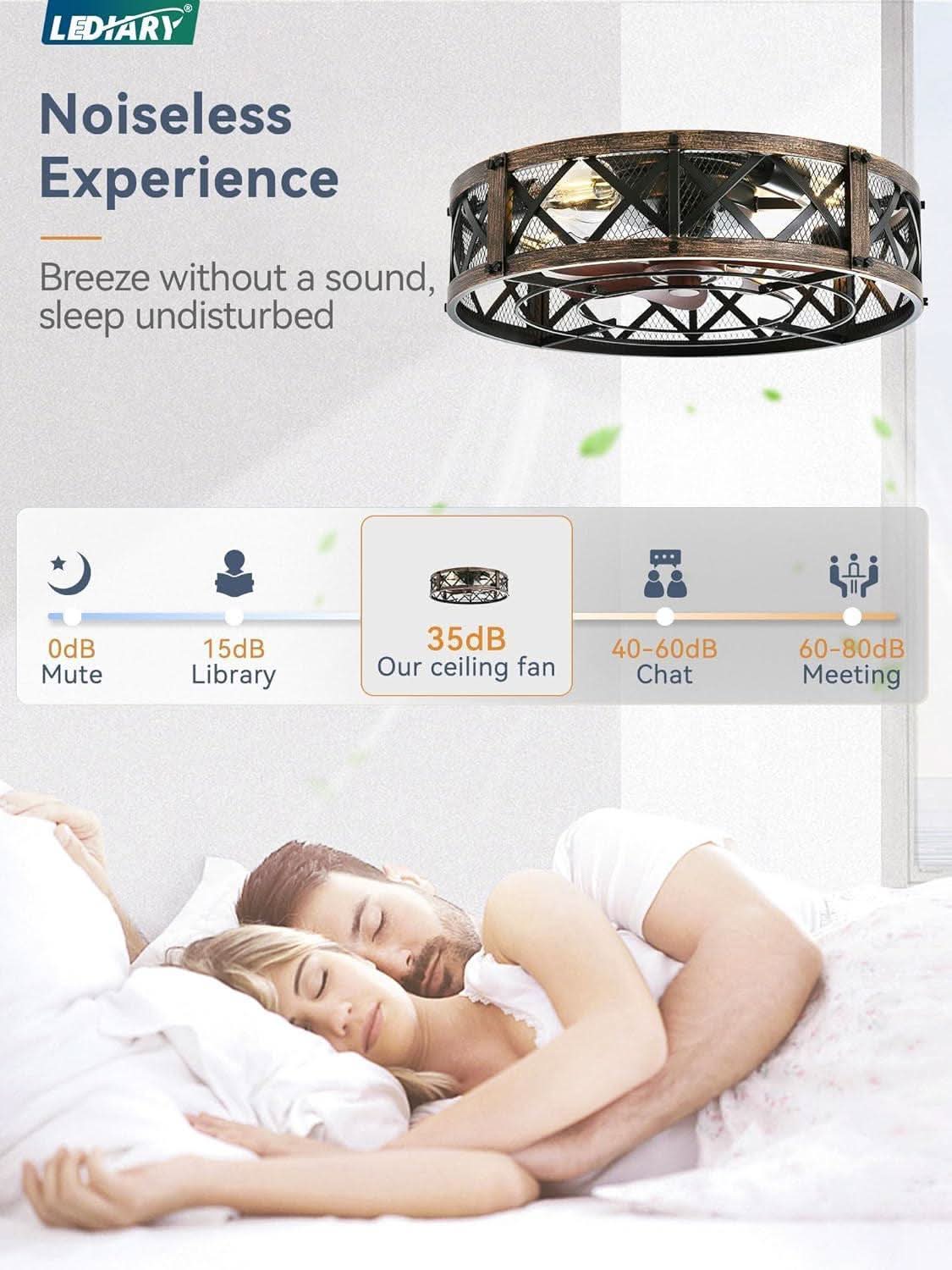 Twenty Inch Caged Ceiling Fan With Integrated Light Black