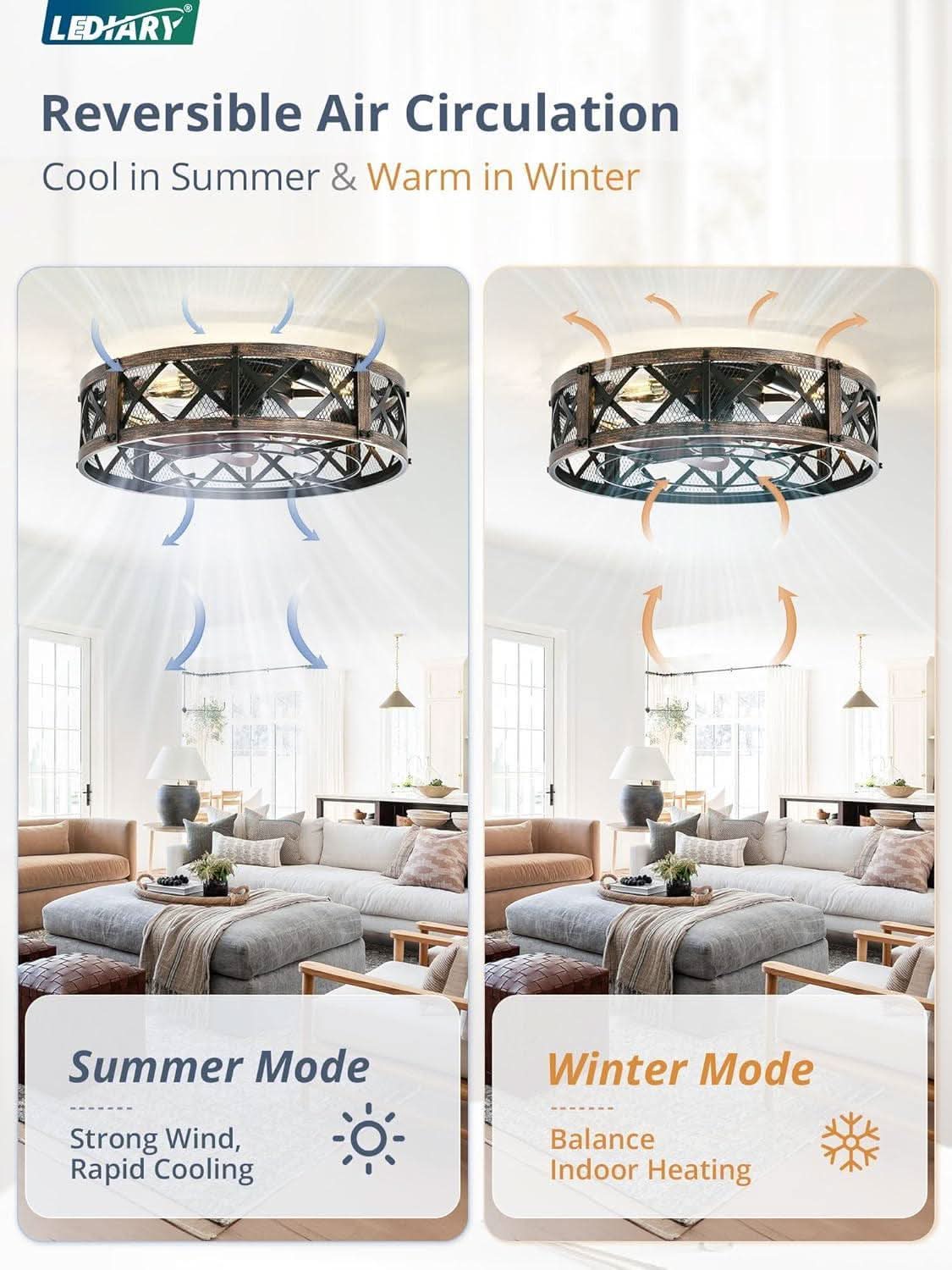 Twenty Inch Caged Ceiling Fan With Integrated Light Black
