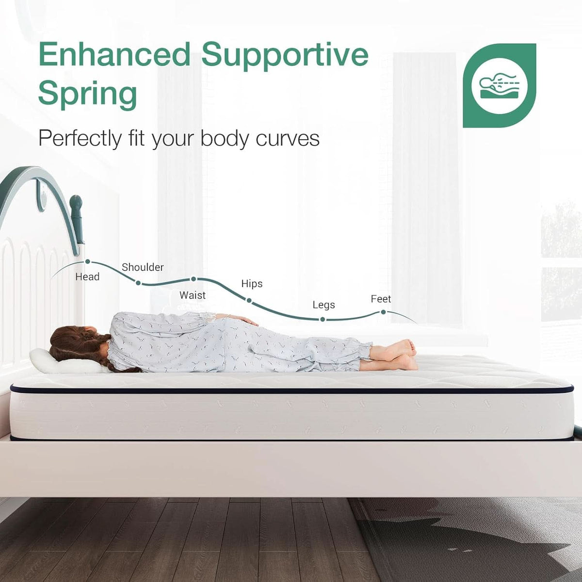 Twin 6 Inch Bonnell Spring Hybrid Mattress Adaptive Foam