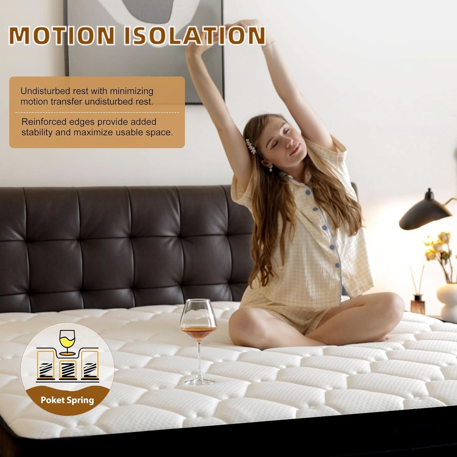 Twin 8 Inch Hybrid Mattress Pocket Spring Memory Foam
