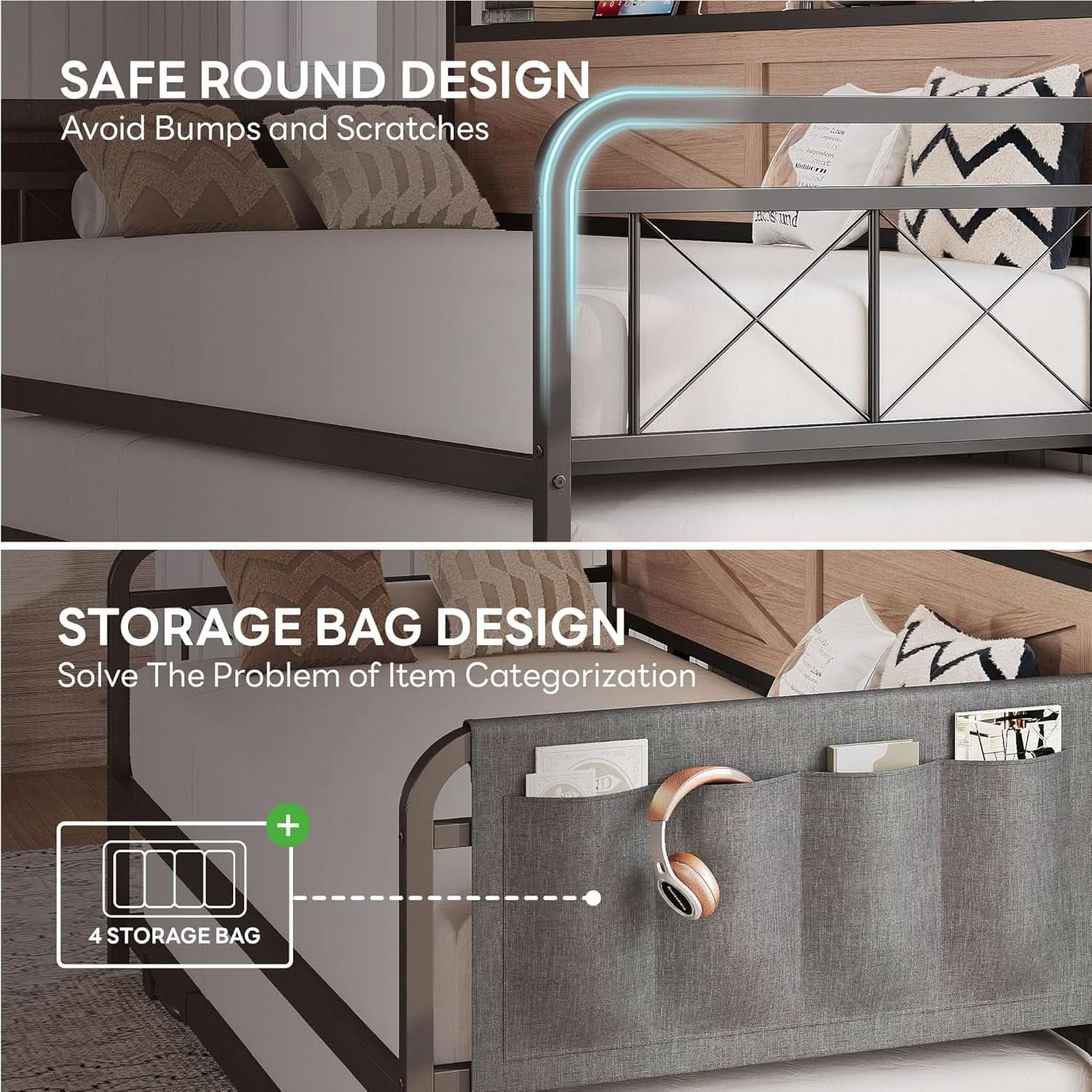 Twin Daybed With Trundle And Charging Station In Natural Wood