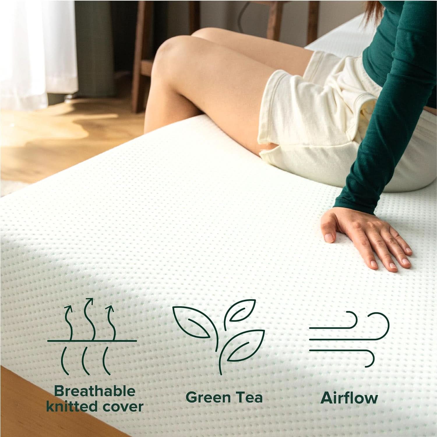 Twin Green Tea Infused Memory Foam Mattress Medium Firm