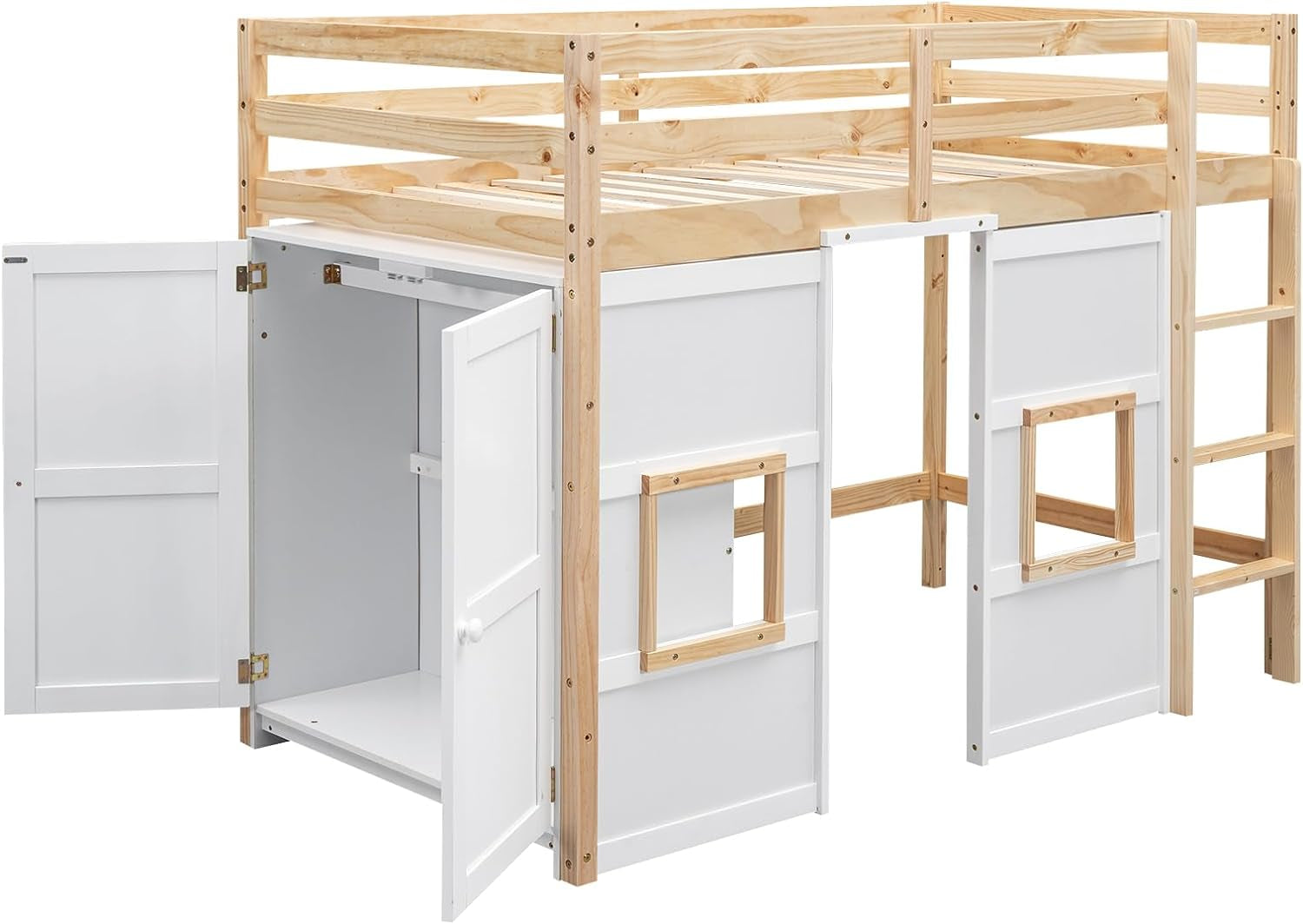 Twin Loft Bed With Built In Wardrobe And 2 Windows