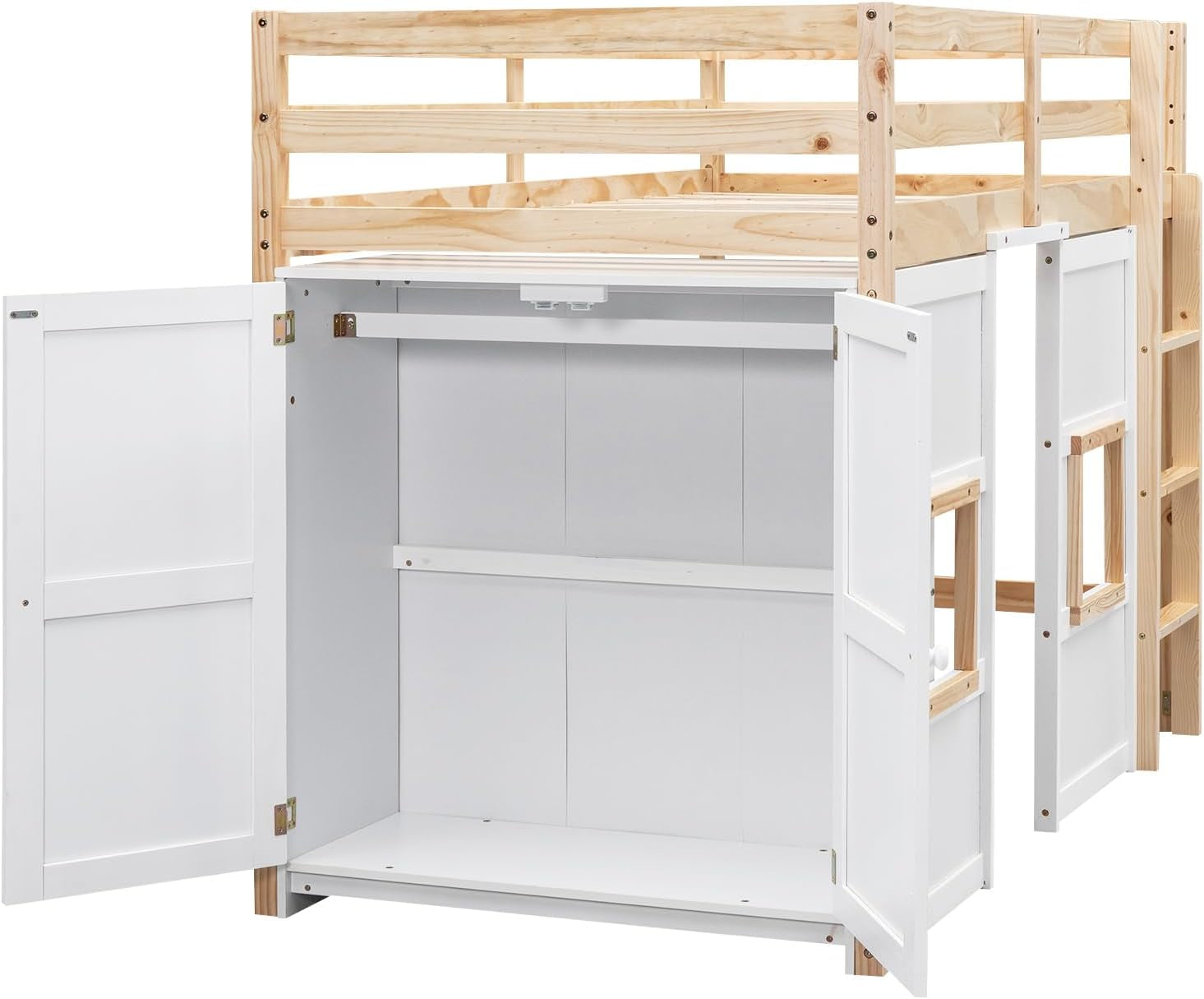 Twin Loft Bed With Built In Wardrobe And 2 Windows