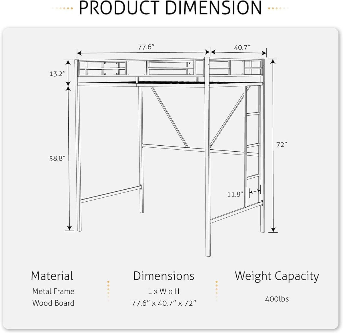 Twin Loft Bed With Ladder And Guard Rail In Rustic Style