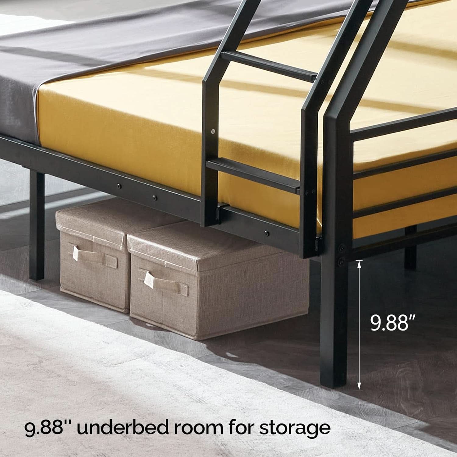 Twin Over Full Bunk Bed Black With Flat Steps Heavy Slats