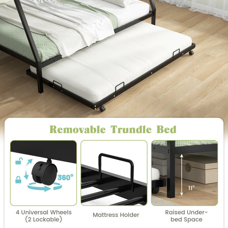 Twin Over Full Bunk Bed Frame With Trundle For Guests