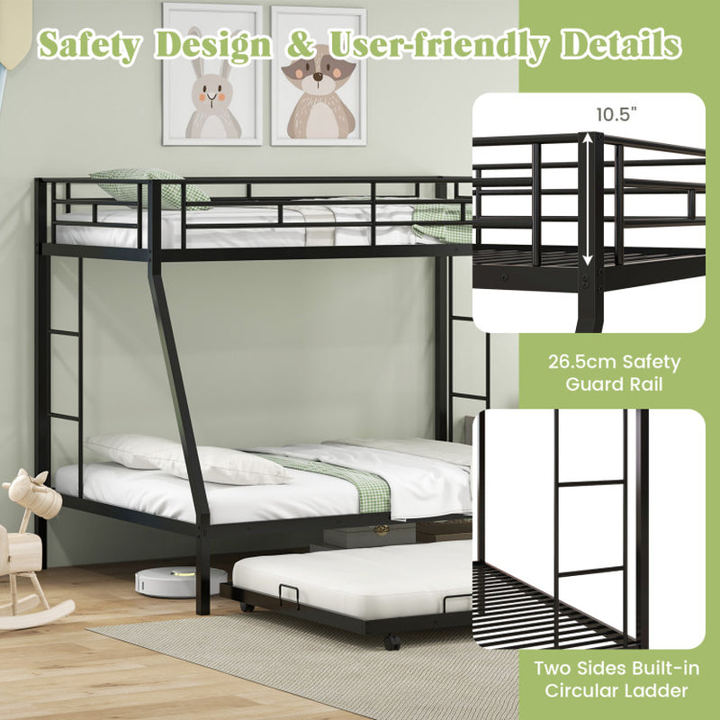 Twin Over Full Bunk Bed Frame With Trundle For Guests