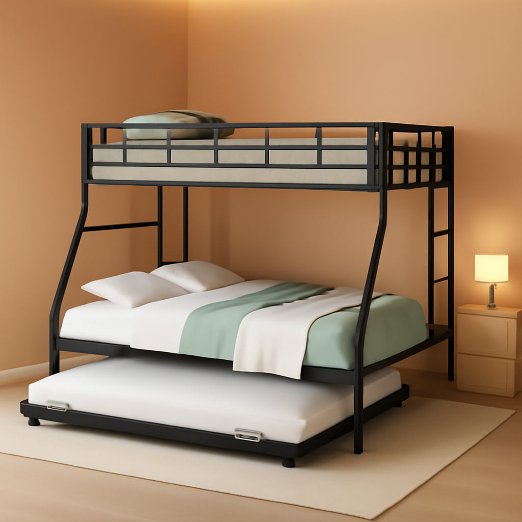 Twin Over Full Bunk Bed Frame With Trundle For Guests
