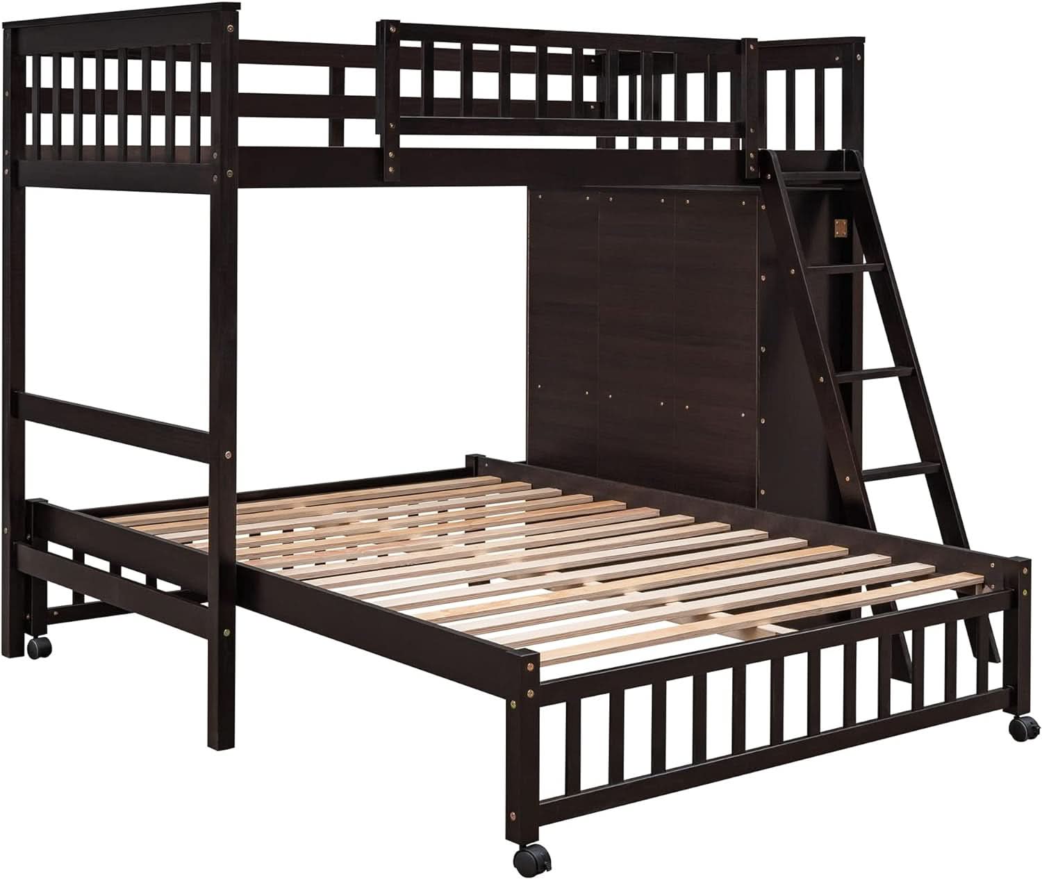 Twin Over Full Bunk Bed With Storage Solid Wood Espresso