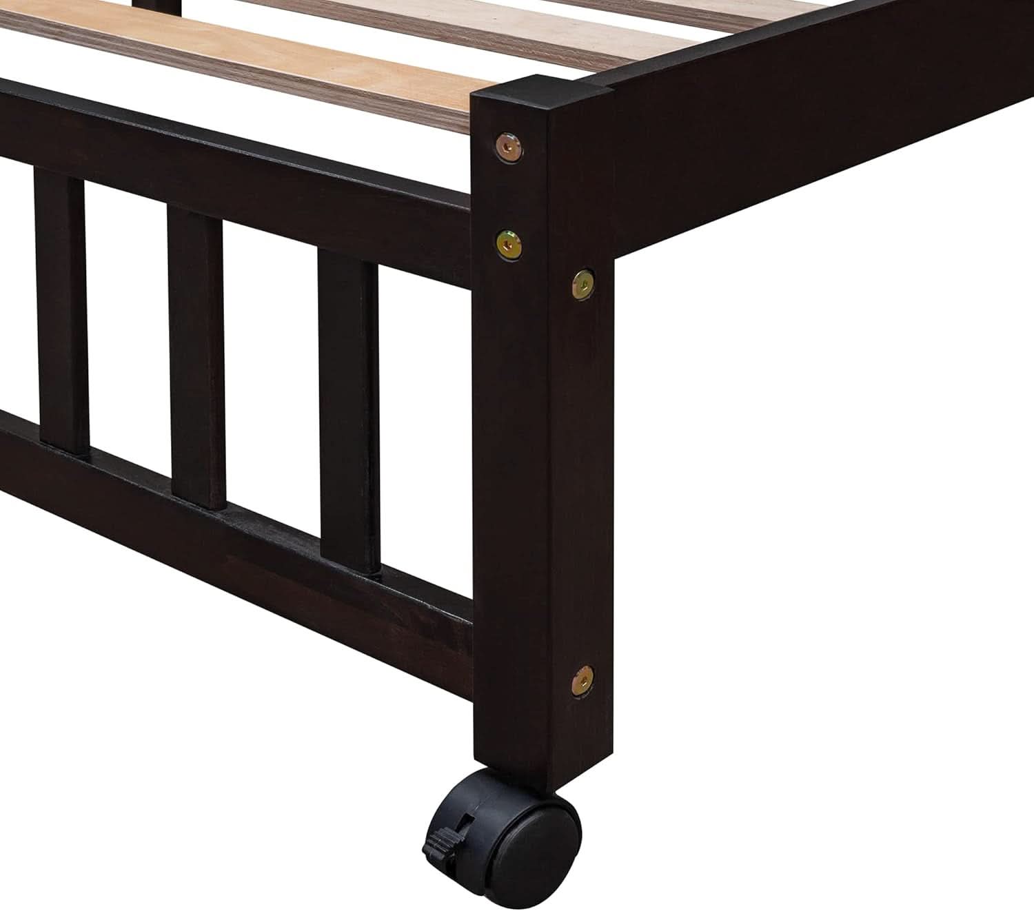 Twin Over Full Bunk Bed With Storage Solid Wood Espresso