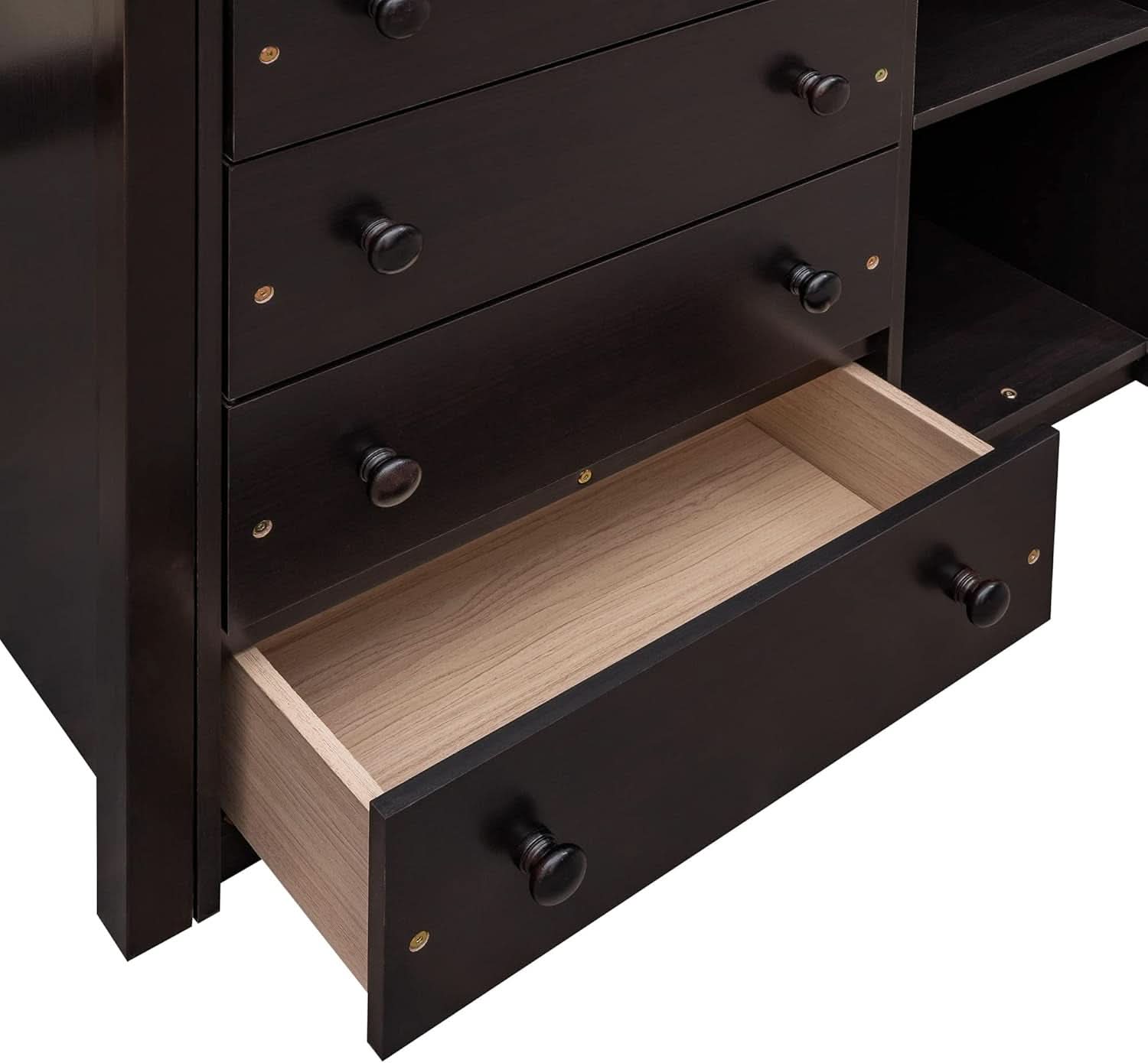 Twin Over Full Bunk Bed With Storage Solid Wood Espresso